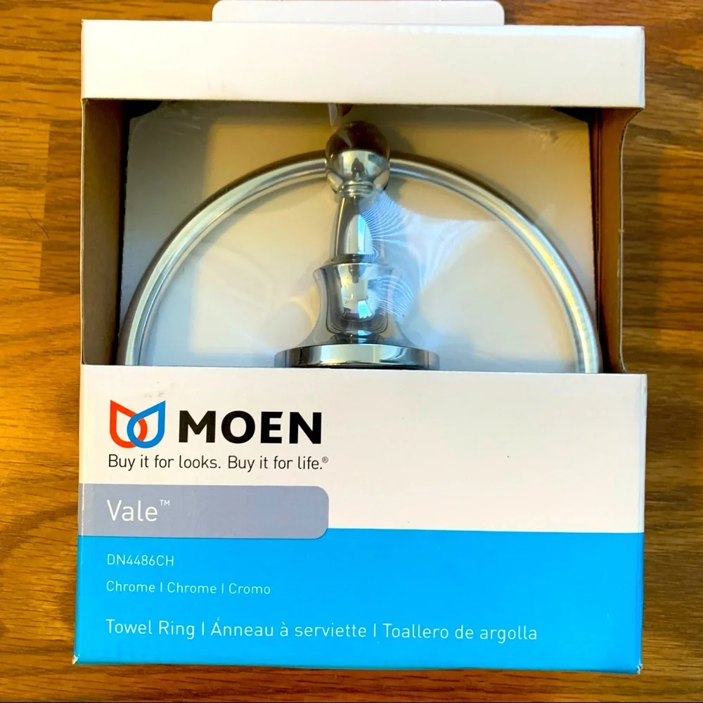 Moen Vale towel ring Chrome finish new with box bathroom accessories